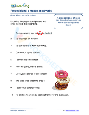 Prepositional phrases as adverbs 2