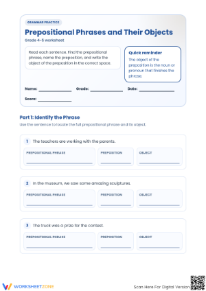 Prepositional Phrases Worksheet | Grade 4-5 Essential
