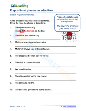 Prepositional phrases as adjectives 4