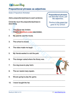 Prepositional phrases as adjectives 5