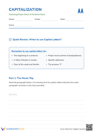 Grade 2 Capitalization — Printable No-Prep Worksheet