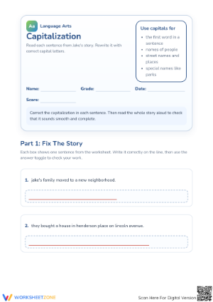 Capitalization Rules Worksheet | Grade 2 Essential