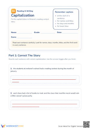 Essential Capitalization Practice Worksheet | Grades 2-3