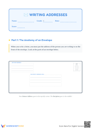 Writing Addresses Worksheet | Grade 1 Essential Guide