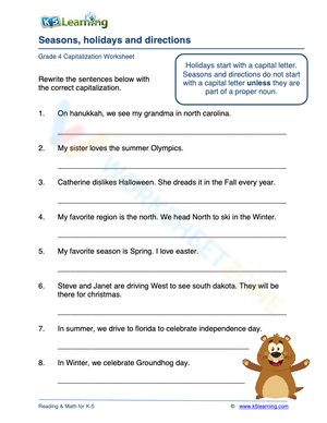 Seasons, holidays and directions 3