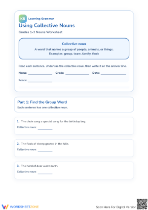Essential Collective Nouns Worksheet | Grades 1-3 ELA