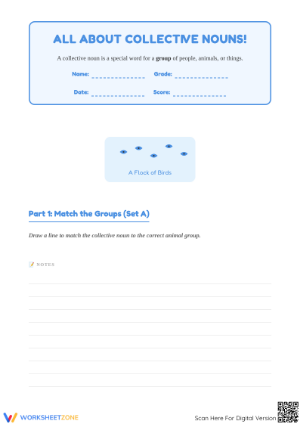 Essential Collective Nouns Worksheet | Grade 1 ELA