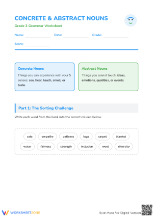 Concrete and Abstract Nouns | Essential Grade 3 ELA