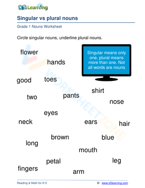 Singular vs plural nouns 2