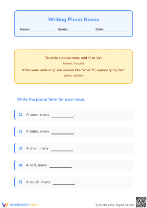 Grade 1 Plural Nouns — Essential Printable Worksheet