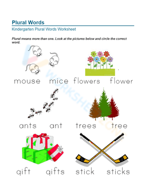 Printable Plural Nouns Worksheet | Kindergarten