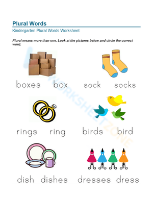 Plural Nouns Printable Worksheet | Grade K ELA