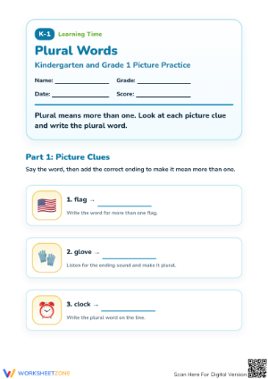 Plural Nouns Worksheet | Grade 1 Essential Practice