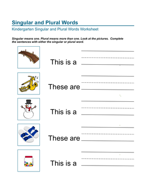 Singular and Plural Nouns | Printable Grade K Worksheet