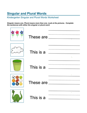 Singular & Plural Nouns Printable | Grade K ELA