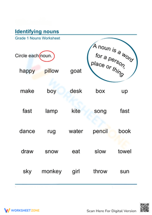 Noun Identification Worksheet