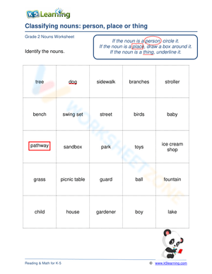 Classifying nouns: person, place or thing 2