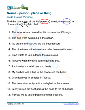 Nouns - person, place or thing 1