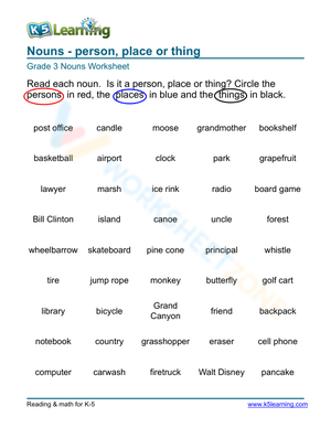 Nouns - person, place or thing 3