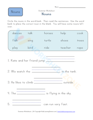 Nouns - Fill in the blank 1
