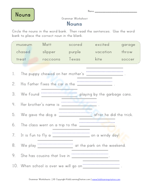 Nouns - Fill in the blank 2
