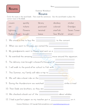 Nouns - Fill in the blank 4