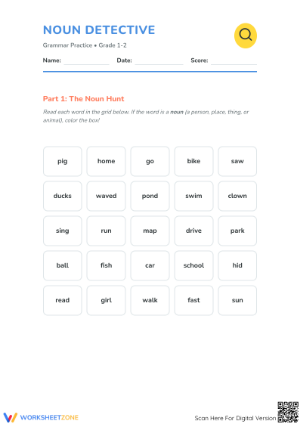 Identify Nouns Worksheet | Grade 1-2 Essential Grammar