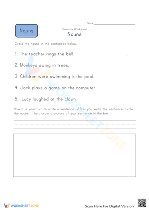 Grammar Worksheet: Identifying Nouns