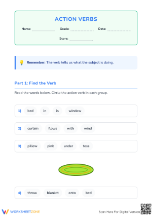 Action Verbs Worksheet | Grade 2-3 Essential Printable