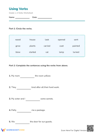 Grade 1 Verbs Worksheet — Printable No-Prep Practice