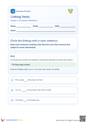 Linking Verbs Worksheet | Grade 3 Essential Practice