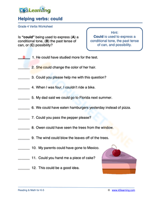 Helping verbs: could