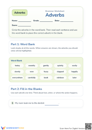 Adverbs Practice Worksheet | Grade 1 Essential
