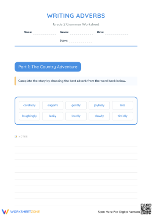 Writing Adverbs Worksheet | Grade 2 Essential Practice