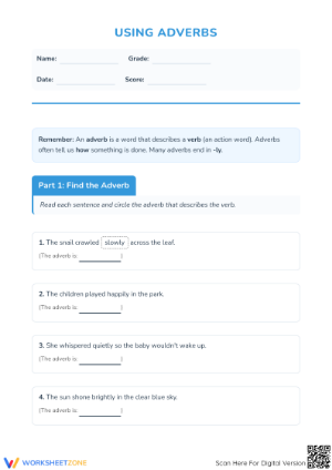 Grade 2 Adverbs Worksheet — Printable No-Prep Practice