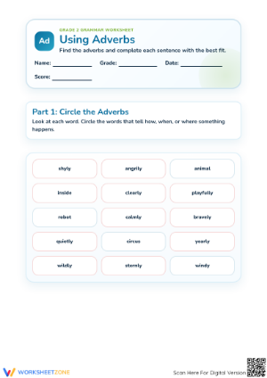 Grade 2 Adverbs Worksheet — Printable No-Prep Practice