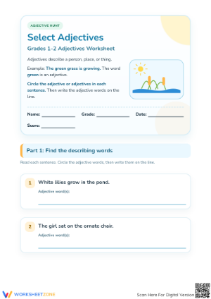 Select Adjectives Worksheet | Essential Grade 1-2 Practice