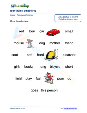 Identifying adjectives 1