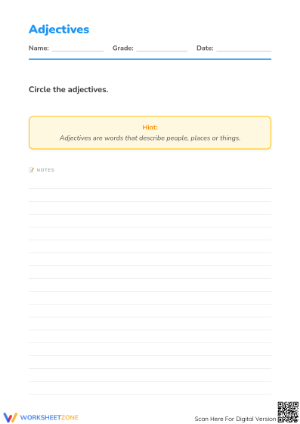 Adjectives Practice Worksheet | Grade 1 Essential