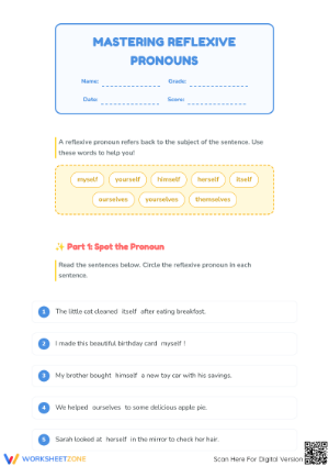 Reflexive Pronouns Worksheet | Grade 2 Essential