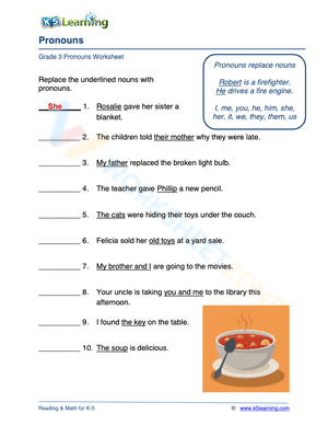 Practice Replacing Nouns With Pronouns Worksheet