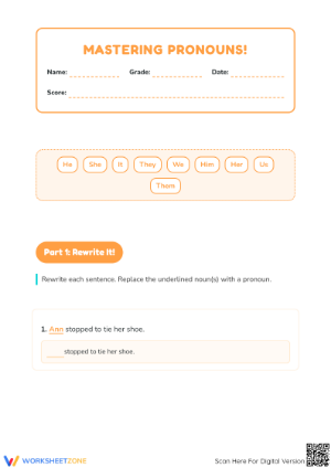 Grade 1 Pronouns Worksheet — Essential Printable Practice