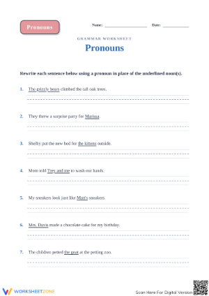 Pronoun Practice Worksheet | Essential Grade 1 ELA