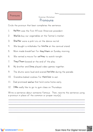 Circle the Correct Pronoun