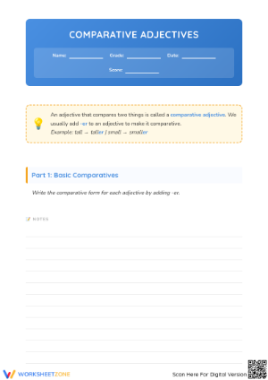 Comparative Adjectives Worksheet | Grade 2 Essential