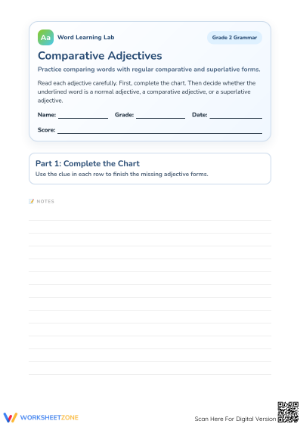 Comparative Adjectives Worksheet | Grade 2 Essential