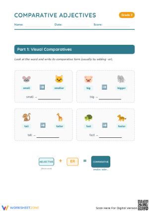 Comparative Adjectives Worksheet | Grade 2 Essential