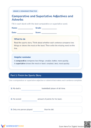 Comparative Adjectives Worksheet | Grade 2 Essential