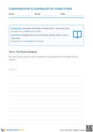 Comparative Adjectives Worksheet | Grade 2 Essential