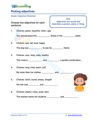 Picking adjectives 2
